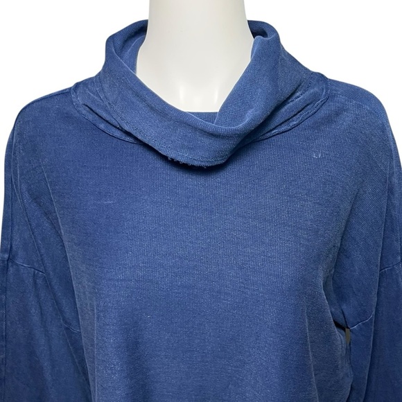 Sundance Indigo Days Oversized Cowl Neck Sweatshirt Size Small Embroidered Blue - Picture 2 of 5